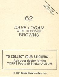 1981 Topps Stickers #62 Dave Logan Back