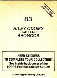 1981 Topps Stickers #83 Riley Odoms Back