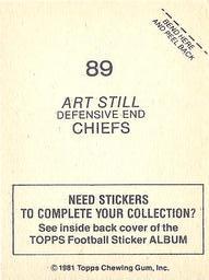 1981 Topps Stickers #89 Art Still Back