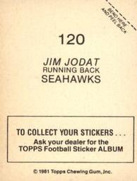 1981 Topps Stickers #120 Jim Jodat Back