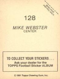 1981 Topps Stickers #128 Mike Webster Back