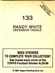 1981 Topps Stickers #133 Randy White Back