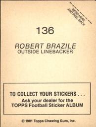 1981 Topps Stickers #136 Robert Brazile Back