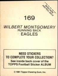 1981 Topps Stickers #169 Wilbert Montgomery Back