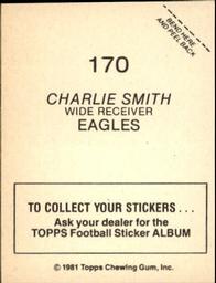 1981 Topps Stickers #170 Charlie Smith WR Back