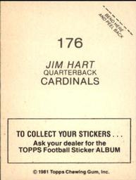 1981 Topps Stickers #176 Jim Hart Back