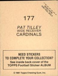 1981 Topps Stickers #177 Pat Tilley Back