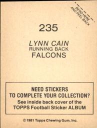 1981 Topps Stickers #235 Lynn Cain Back