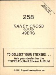 1981 Topps Stickers #258 Randy Cross Back