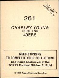 1981 Topps Stickers #261 Charle Young Back