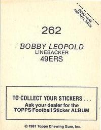 1981 Topps Stickers #262 Bobby Leopold Back