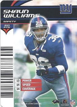 2002 NFL Showdown #215 Shaun Williams Front