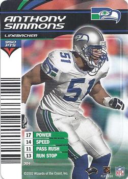 2002 NFL Showdown #304 Anthony Simmons Front