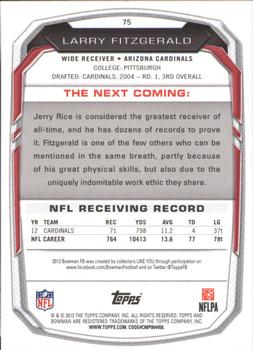 2013 Bowman - Silver Ice #75 Larry Fitzgerald Back