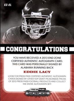 2013 Press Pass Showcase - End Zone Autographs #EZ-EL Eddie Lacy Back
