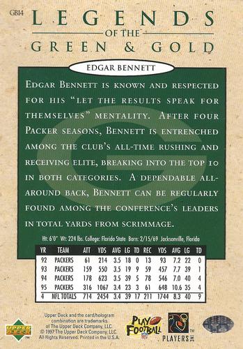 1997 Upper Deck Legends of the Green and Gold #GB14 Edgar Bennett Back