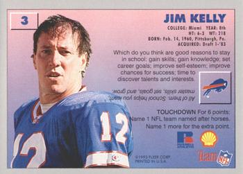 1993 Fleer Shell FACT #3 Jim Kelly Back