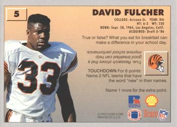 1993 Fleer Shell FACT #5 David Fulcher Back