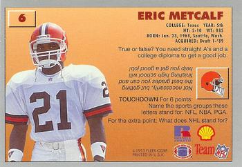 1993 Fleer Shell FACT #6 Eric Metcalf Back
