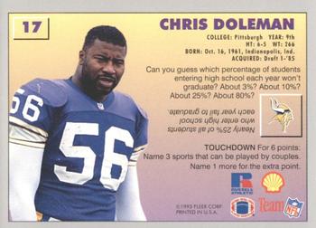 1993 Fleer Shell FACT #17 Chris Doleman Back