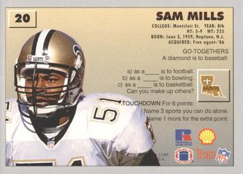 1993 Fleer Shell FACT #20 Sam Mills Back