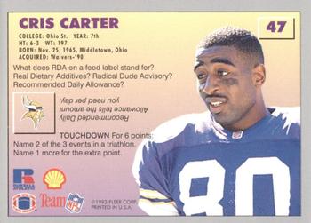 1993 Fleer Shell FACT #47 Cris Carter Back