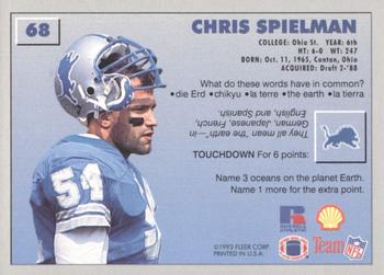 1993 Fleer Shell FACT #68 Chris Spielman Back