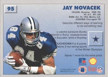 1993 Fleer Shell FACT #95 Jay Novacek Back