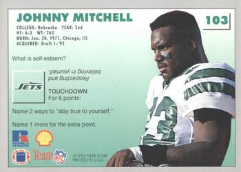 1993 Fleer Shell FACT #103 Johnny Mitchell Back
