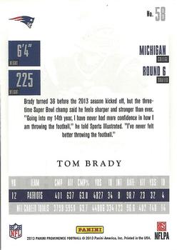 2013 Panini Prominence #58 Tom Brady Back