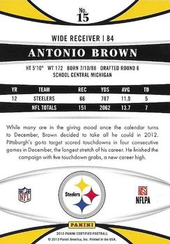 2013 Panini Certified #15 Antonio Brown Back