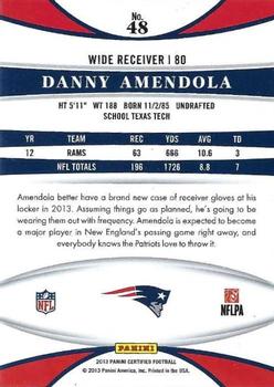 2013 Panini Certified #48 Danny Amendola Back