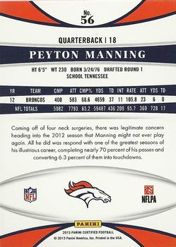 2013 Panini Certified #56 Peyton Manning Back