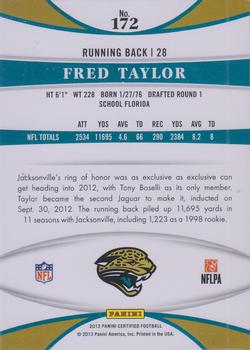 2013 Panini Certified #172 Fred Taylor Back