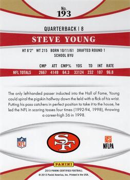 2013 Panini Certified #193 Steve Young Back