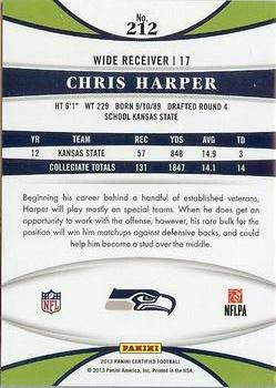 2013 Panini Certified #212 Chris Harper Back