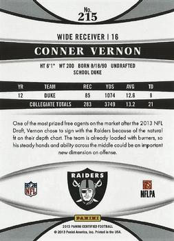 2013 Panini Certified #215 Conner Vernon Back