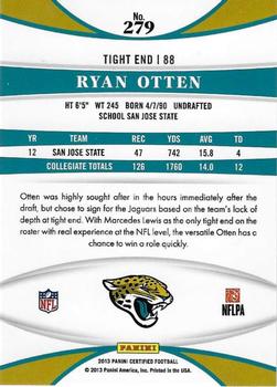 2013 Panini Certified #279 Ryan Otten Back