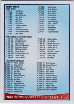 2009 Topps - Checklists Blue #3 Checklist: Inserts Front