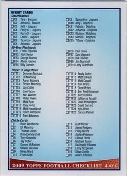 2009 Topps - Checklists Blue #4 Checklist: Inserts Front