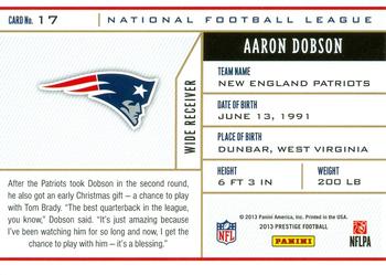 2013 Panini Prestige - NFL Draft Tickets #17 Aaron Dobson Back