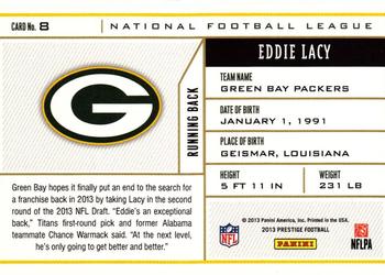2013 Panini Prestige - NFL Draft Tickets #8 Eddie Lacy Back