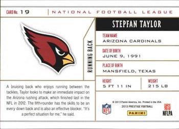 2013 Panini Prestige - NFL Draft Tickets #19 Stepfan Taylor Back
