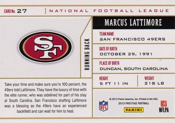 2013 Panini Prestige - NFL Draft Tickets #27 Marcus Lattimore Back