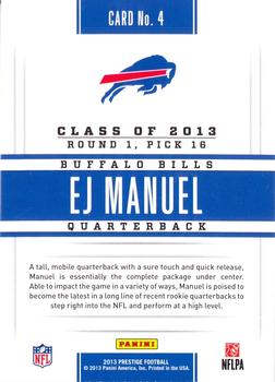 2013 Panini Prestige - Prestigious Picks Gold #4 EJ Manuel Back