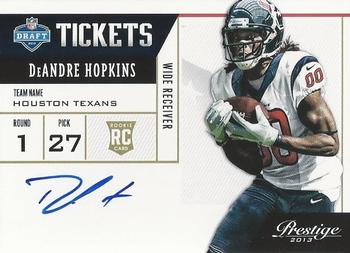 2013 Panini Prestige - NFL Draft Tickets Signatures #3 DeAndre Hopkins Front