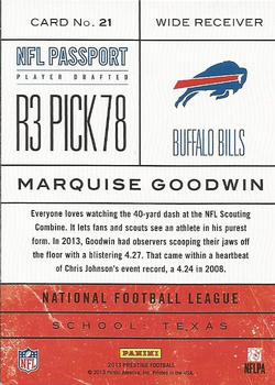 2013 Panini Prestige - NFL Passport #21 Marquise Goodwin Back