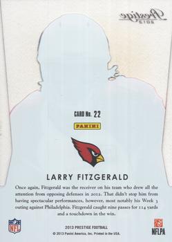 2013 Panini Prestige - Stars of the NFL #22 Larry Fitzgerald Back