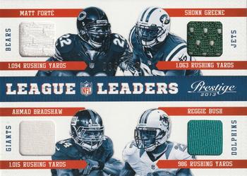 2013 Panini Prestige - League Leaders Quad Materials #2 Ahmad Bradshaw / Matt Forte / Reggie Bush / Shonn Greene Front