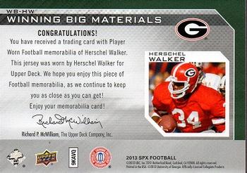2013 SPx - Winning Big Materials #WB-HW Herschel Walker Back